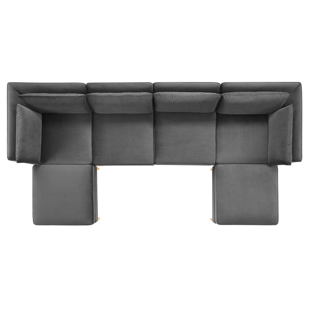 Modway Ardent 6-Piece Performance Velvet Sectional Sofa - EEI-4272 | Sofa Set | Modishstore - 2
