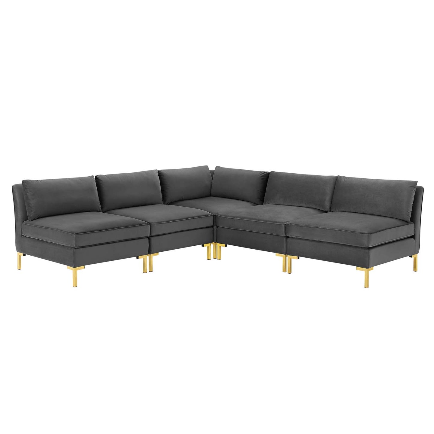 Modway Ardent 5-Piece Performance Velvet Sectional Sofa - EEI-4276 | Sofa Set | Modishstore - 1