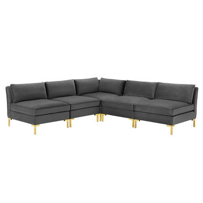 Modway Ardent 5-Piece Performance Velvet Sectional Sofa - EEI-4276 | Sofa Set | Modishstore - 1