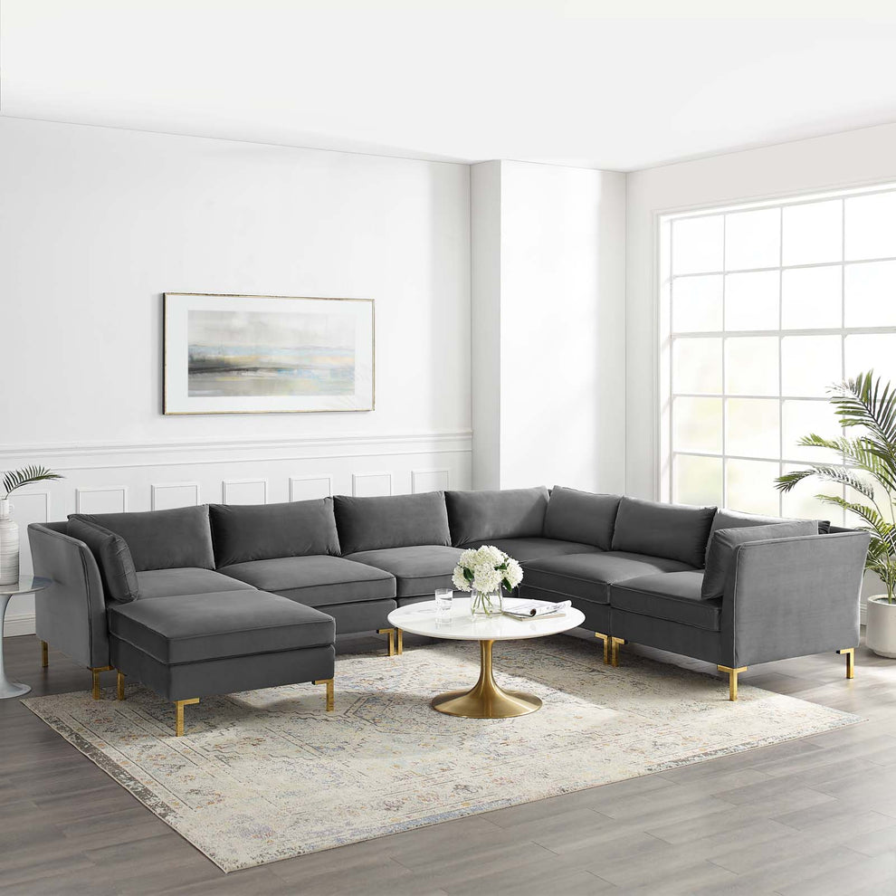 Modway Ardent 7-Piece Performance Velvet Sectional Sofa - EEI-4278 | Sectional | Modishstore - 1