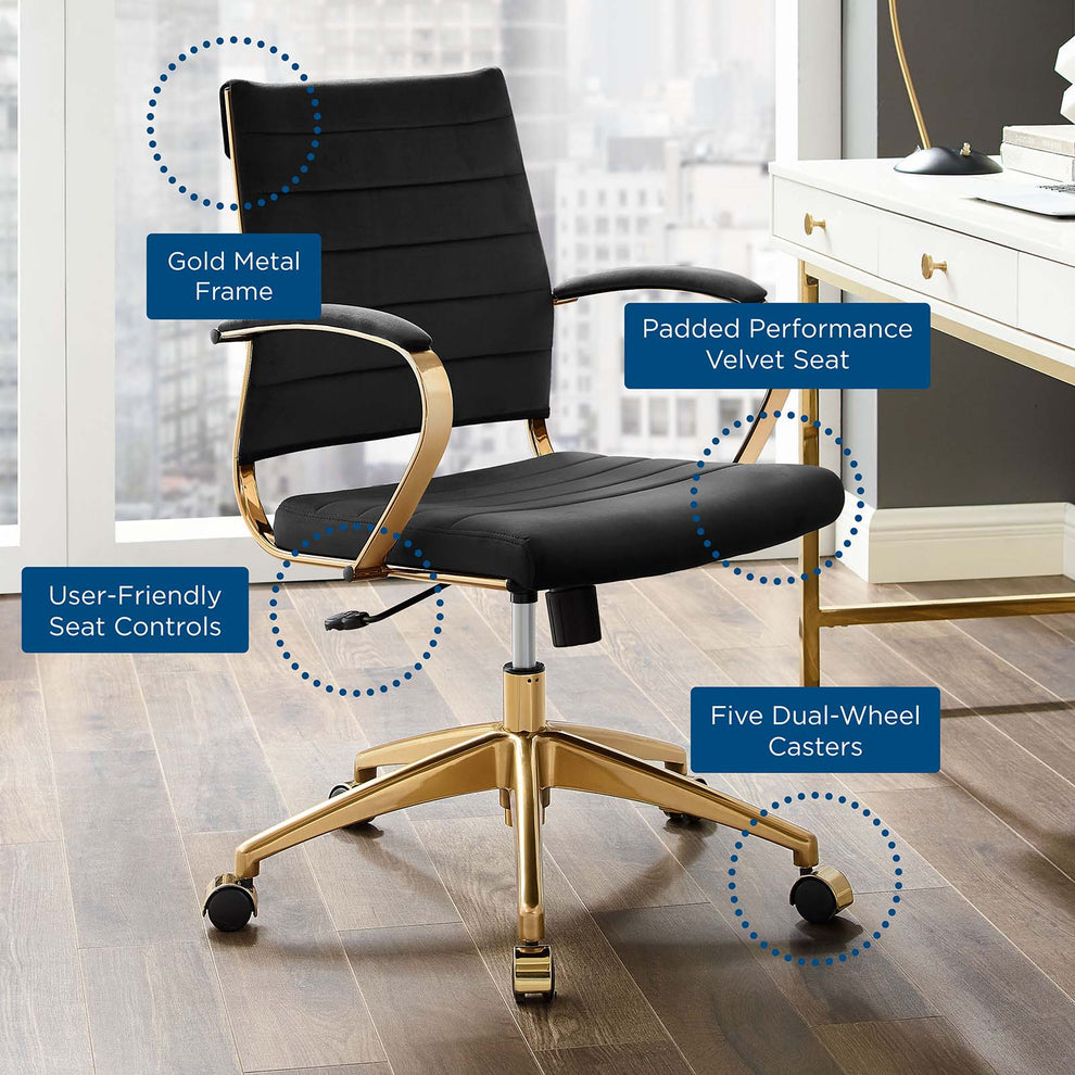 Modway Jive Mid Back Performance Velvet Office Chair - EEI-4281 | Modishstore - 2