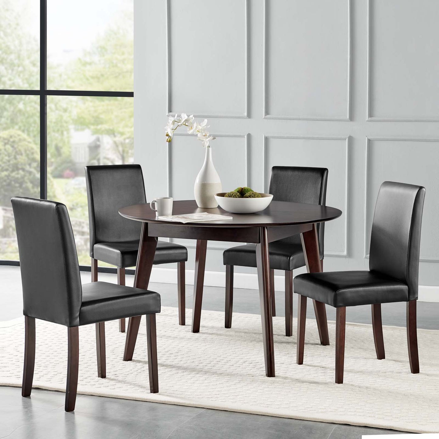 Prosper 5 Piece Faux Leather Dining Set By Modway - EEI-4289 | Dining Sets | Modishstore