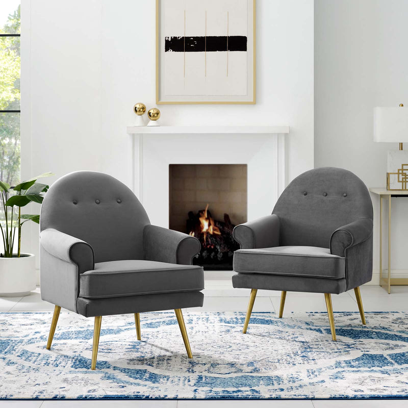 Modway Revive Armchair Performance Velvet Set of 2 - EEI-4295 | Armchairs | Modishstore - 1