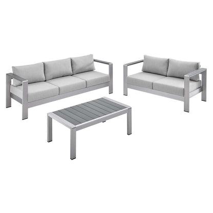 Modway Shore Sunbrella® Fabric Outdoor Patio Aluminum 3 Piece Set - EEI-4313 | Outdoor Sofas, Loveseats & Sectionals | Modishstore - 2