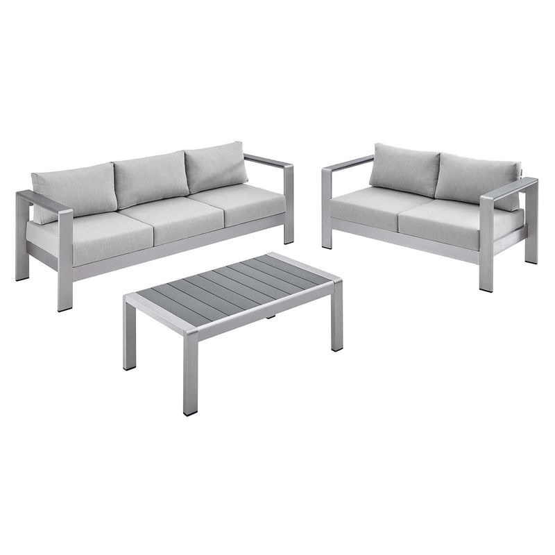 Modway Shore Sunbrella® Fabric Outdoor Patio Aluminum 3 Piece Set - EEI-4313 | Outdoor Sofas, Loveseats & Sectionals | Modishstore - 2