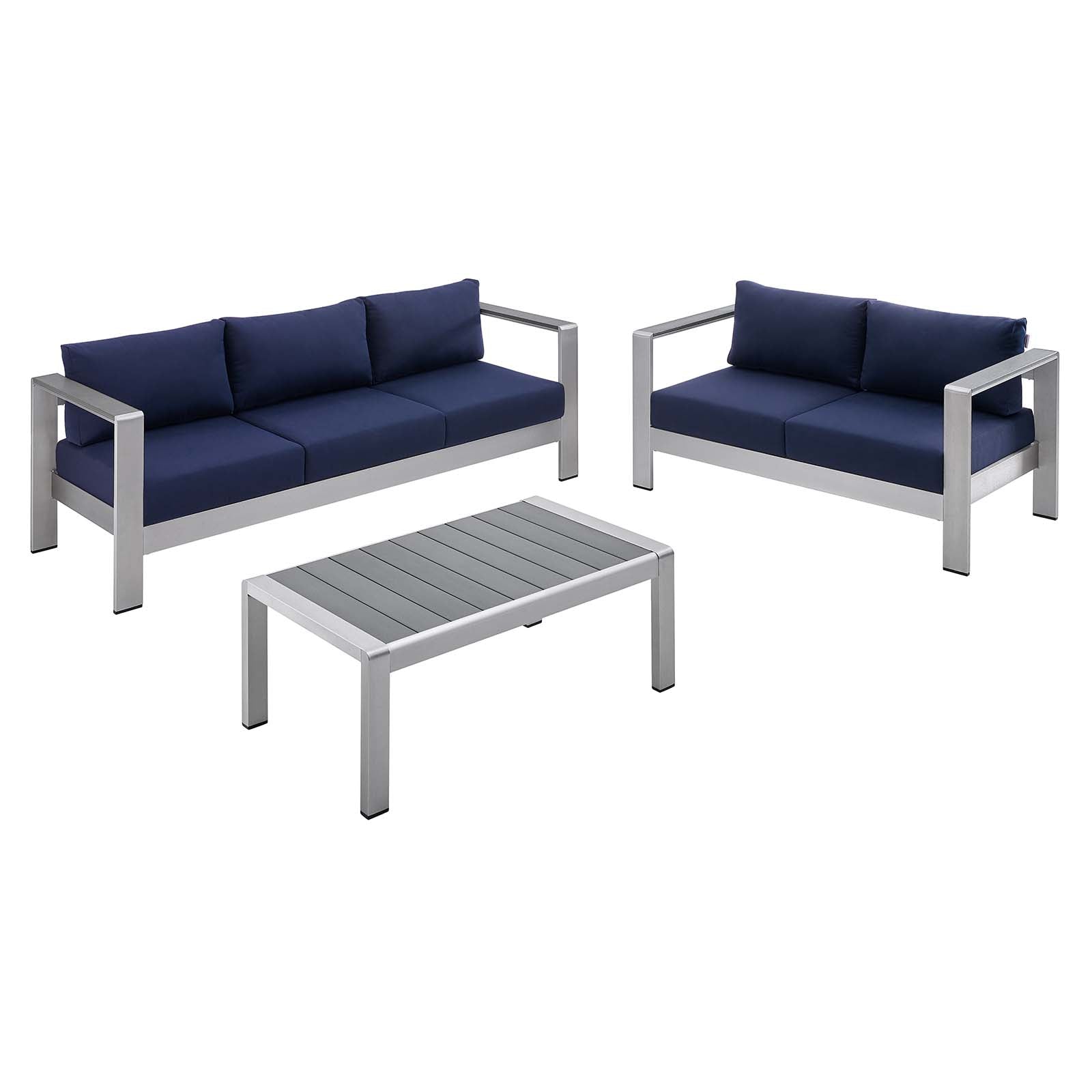 Modway Shore Sunbrella® Fabric Outdoor Patio Aluminum 3 Piece Set - EEI-4313 | Outdoor Sofas, Loveseats & Sectionals | Modishstore - 9