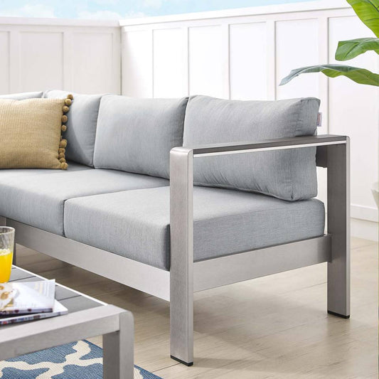 Modway Shore Sunbrella® Fabric Outdoor Patio Aluminum 4 Piece Sectional Sofa Set | Outdoor Sofas, Loveseats & Sectionals | Modishstore