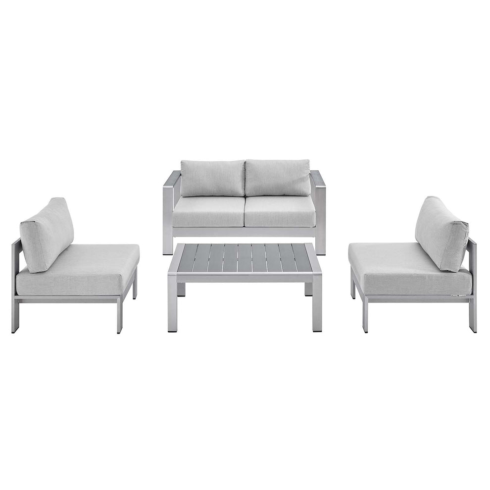 Shore Sunbrella® Fabric Outdoor Patio Aluminum 4 Piece Set By Modway - EEI-4315 | Outdoor Sofas, Loveseats & Sectionals | Modishstore - 2