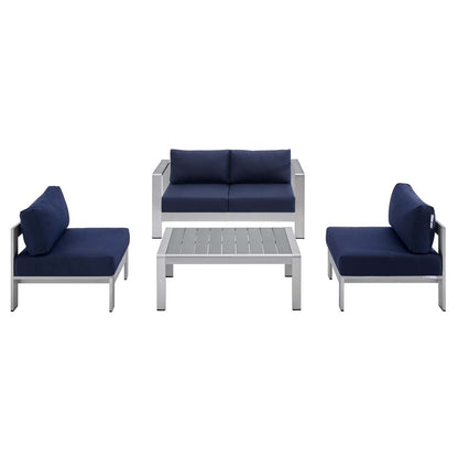 Shore Sunbrella® Fabric Outdoor Patio Aluminum 4 Piece Set By Modway - EEI-4315 | Outdoor Sofas, Loveseats & Sectionals | Modishstore - 8