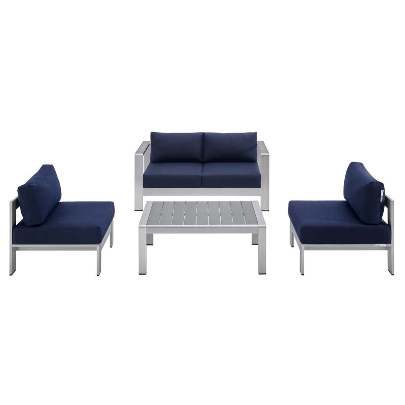 Shore Sunbrella® Fabric Outdoor Patio Aluminum 4 Piece Set By Modway - EEI-4315 | Outdoor Sofas, Loveseats & Sectionals | Modishstore - 8