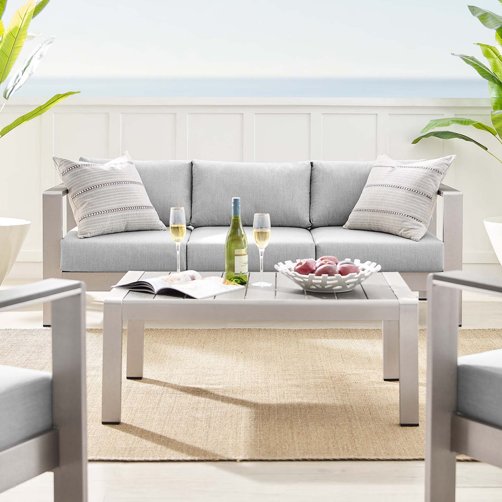 Shore Sunbrella® Fabric Outdoor Patio Aluminum 4 Piece Set By Modway - EEI-4316 | Outdoor Sofas, Loveseats & Sectionals | Modishstore - 2