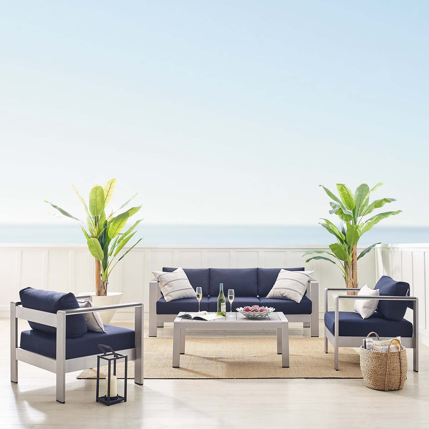Shore Sunbrella® Fabric Outdoor Patio Aluminum 4 Piece Set By Modway - EEI-4316 | Outdoor Sofas, Loveseats & Sectionals | Modishstore - 23