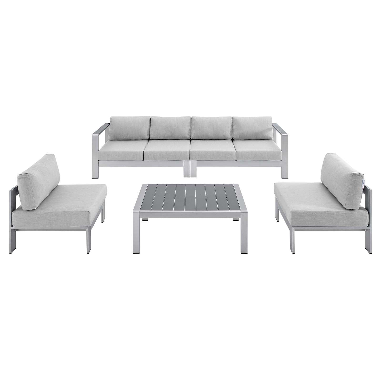 Modway Shore Sunbrella® Fabric Outdoor Patio Aluminum 5 Piece Sectional Sofa Set - EEI-4318 | Outdoor Sofas, Loveseats & Sectionals | Modishstore - 2