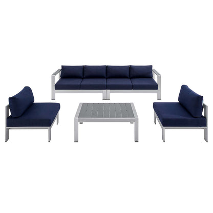 Modway Shore Sunbrella® Fabric Outdoor Patio Aluminum 5 Piece Sectional Sofa Set - EEI-4318 | Outdoor Sofas, Loveseats & Sectionals | Modishstore - 9