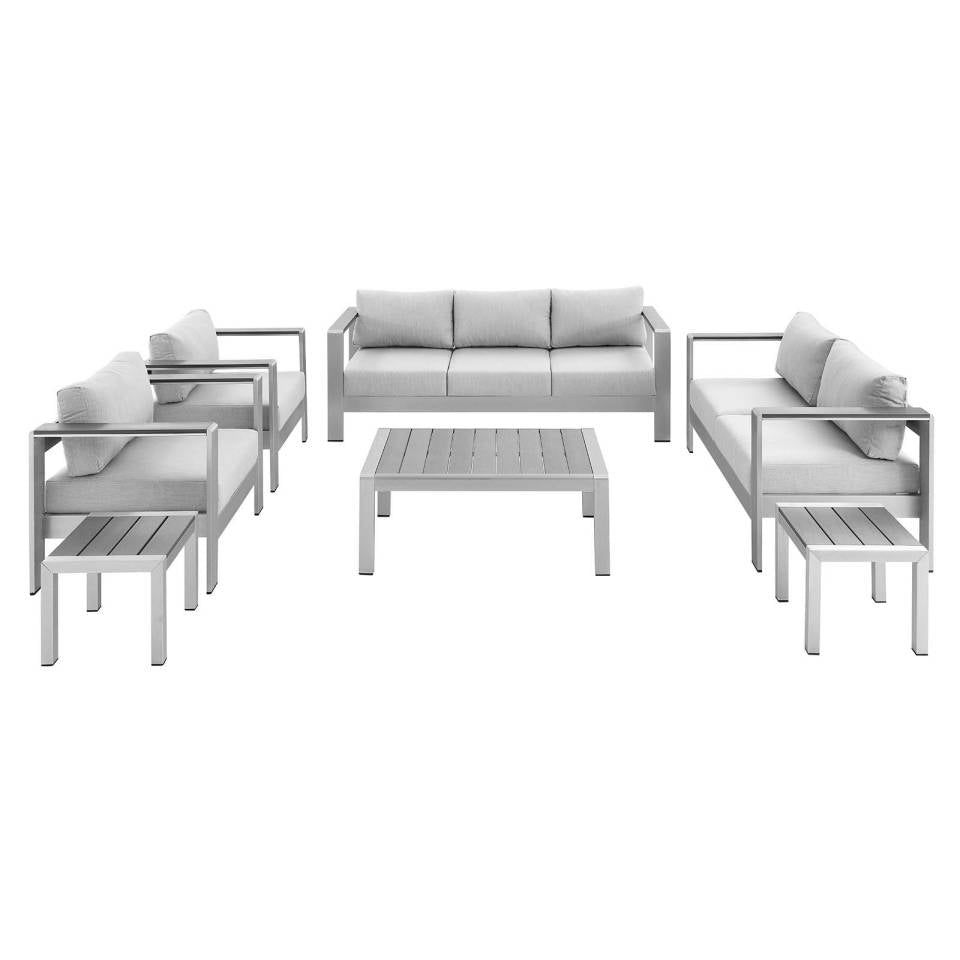 Modway Shore Sunbrella® Fabric Outdoor Patio Aluminum 7 Piece Set - EEI-4322 | Outdoor Sofas, Loveseats & Sectionals | Modishstore - 2