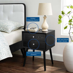Modway Ember Wood Nightstand With USB Ports - EEI-4343