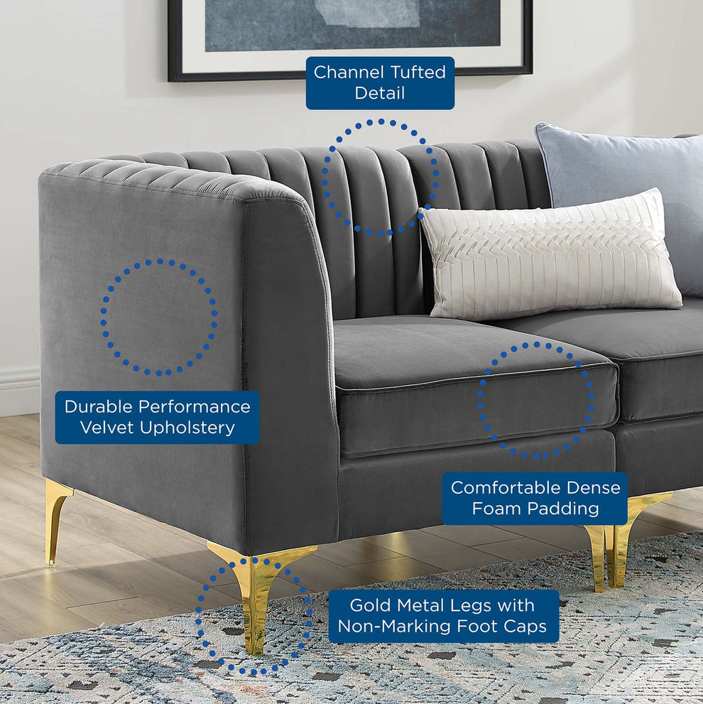 Modway Triumph Channel Tufted Performance Velvet Loveseat - EEI-4346 | Loveseats | Modishstore - 7