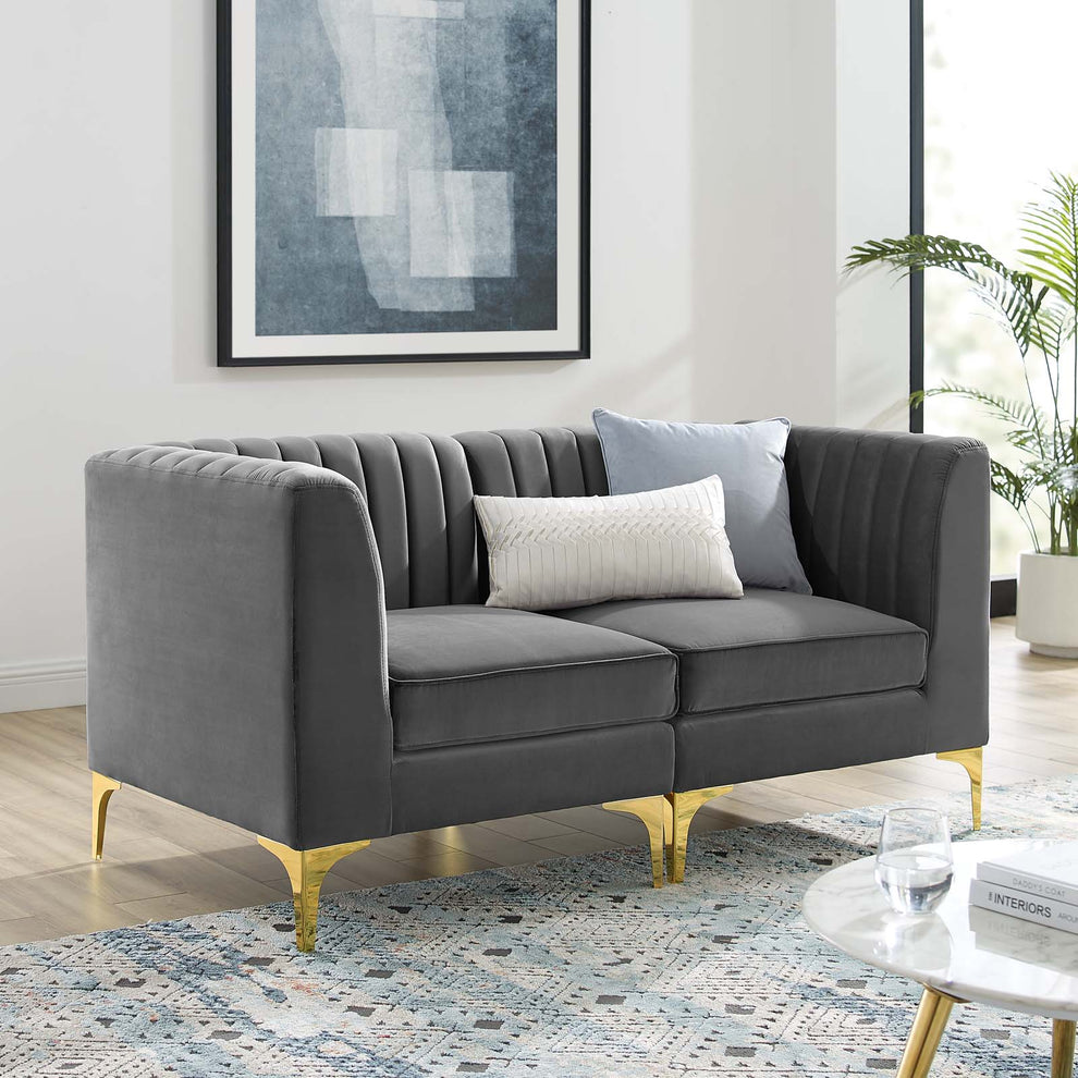 Modway Triumph Channel Tufted Performance Velvet Loveseat - EEI-4346 | Loveseats | Modishstore - 1