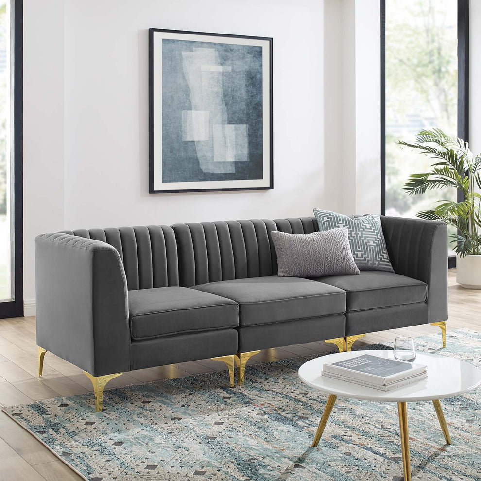 Modway Triumph Channel Tufted Performance Velvet 	3-Seater Sofa - EEI-4347 | Sofas | Modishstore - 1