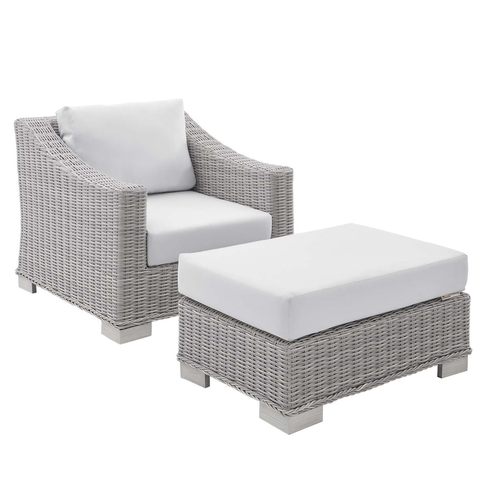 Modway Conway Sunbrella® Outdoor Patio Wicker Rattan 2-Piece Armchair and Ottoman Set - EEI-4354 | Outdoor Chairs | Modishstore - 12