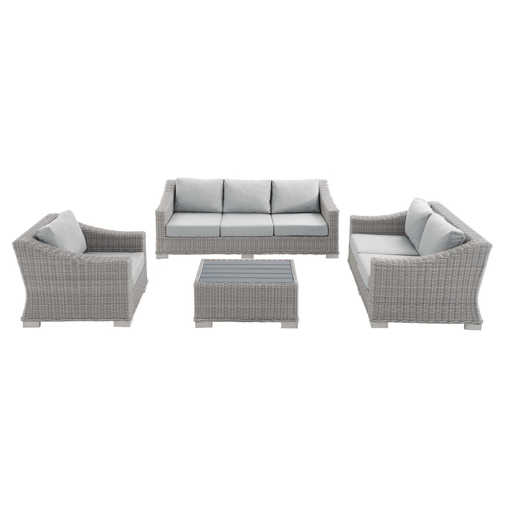 Modway Conway Sunbrella® Outdoor Patio Wicker Rattan 4-Piece Furniture Set - EEI-4355 | Outdoor Sofas, Loveseats & Sectionals | Modishstore - 2