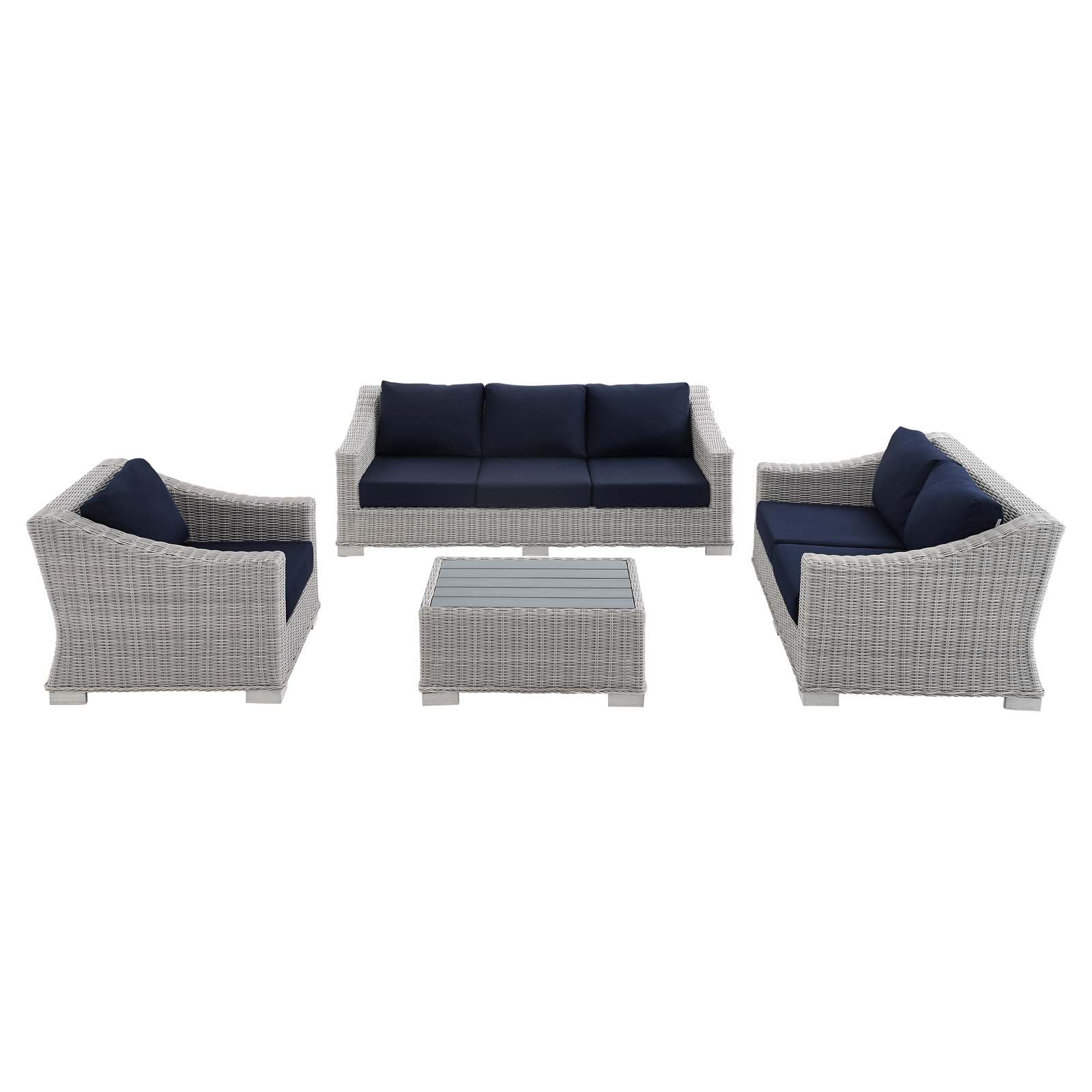 Modway Conway Sunbrella® Outdoor Patio Wicker Rattan 4-Piece Furniture Set | Sofas | Modishstore-10