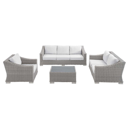 Modway Conway Sunbrella® Outdoor Patio Wicker Rattan 4-Piece Furniture Set - EEI-4355 | Outdoor Sofas, Loveseats & Sectionals | Modishstore - 11