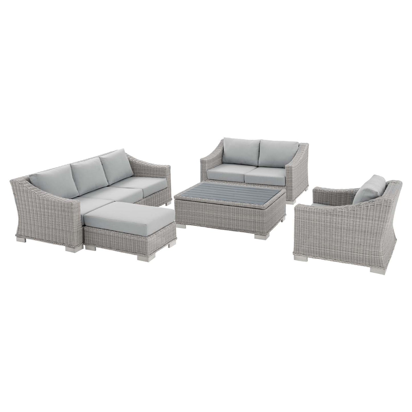 Modway Conway Sunbrella® Outdoor Patio Wicker Rattan 5-Piece Furniture Set - EEI-4356 | Outdoor Sofas, Loveseats & Sectionals | Modishstore - 1
