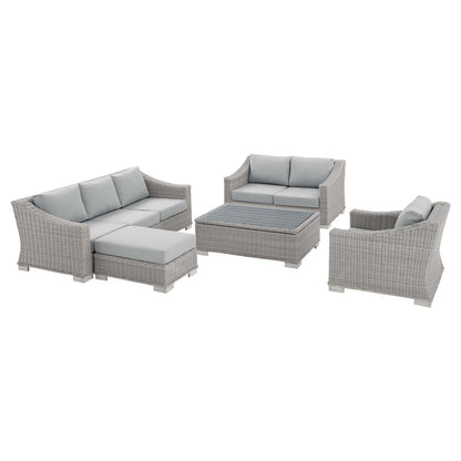 Modway Conway Sunbrella® Outdoor Patio Wicker Rattan 5-Piece Furniture Set - EEI-4356 | Outdoor Sofas, Loveseats & Sectionals | Modishstore - 1