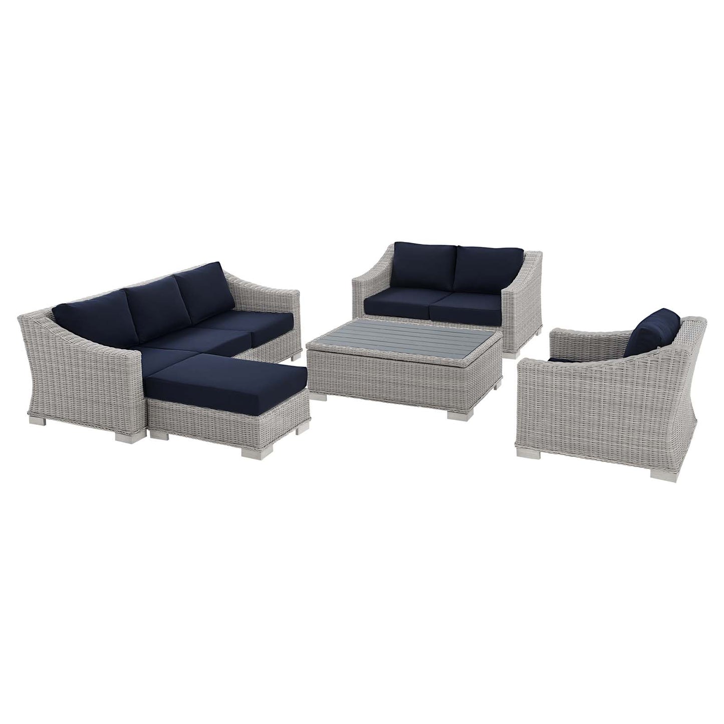 Modway Conway Sunbrella® Outdoor Patio Wicker Rattan 5-Piece Furniture Set - EEI-4356 | Outdoor Sofas, Loveseats & Sectionals | Modishstore - 9