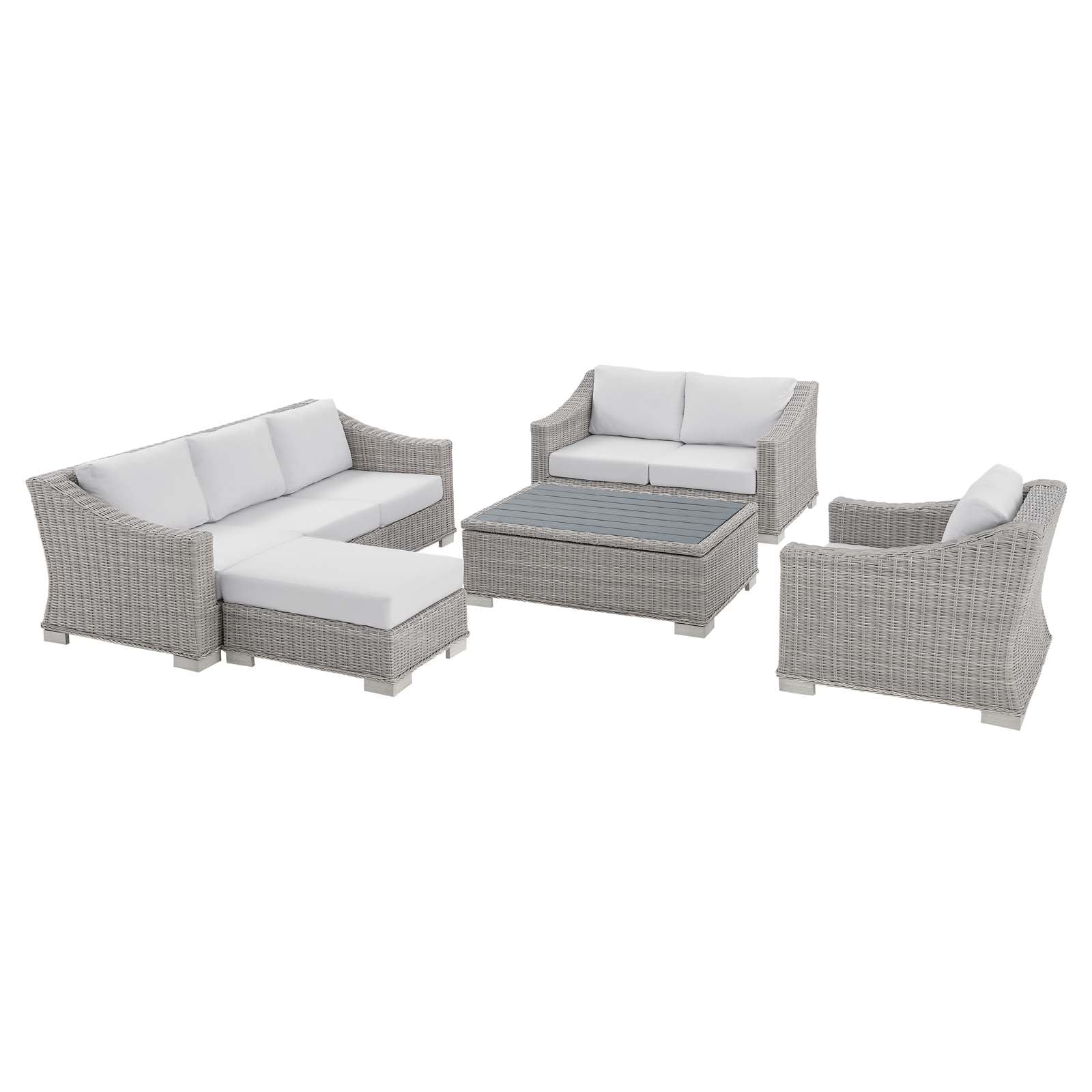 Modway Conway Sunbrella® Outdoor Patio Wicker Rattan 5-Piece Furniture Set - EEI-4356 | Outdoor Sofas, Loveseats & Sectionals | Modishstore - 10