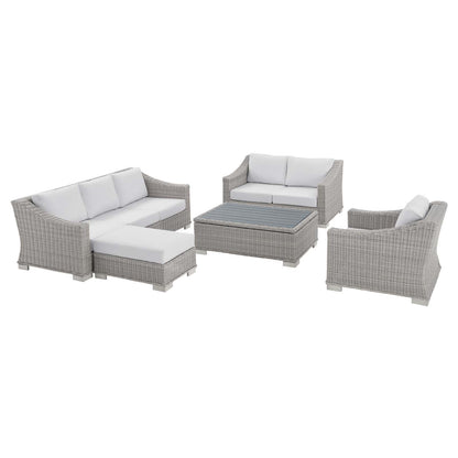 Modway Conway Sunbrella® Outdoor Patio Wicker Rattan 5-Piece Furniture Set - EEI-4356 | Outdoor Sofas, Loveseats & Sectionals | Modishstore - 10