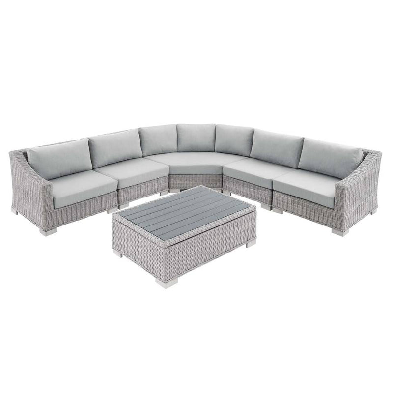 Modway Conway Sunbrella® Outdoor Patio Wicker Rattan 6-Piece Sectional Sofa Set | Outdoor Patio Daybed | Modishstore-14