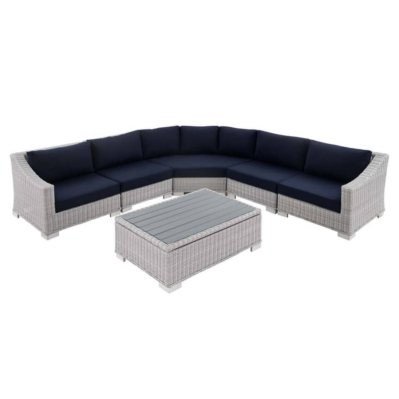 Modway Conway Sunbrella® Outdoor Patio Wicker Rattan 6-Piece Sectional Sofa Set | Outdoor Patio Daybed | Modishstore-16