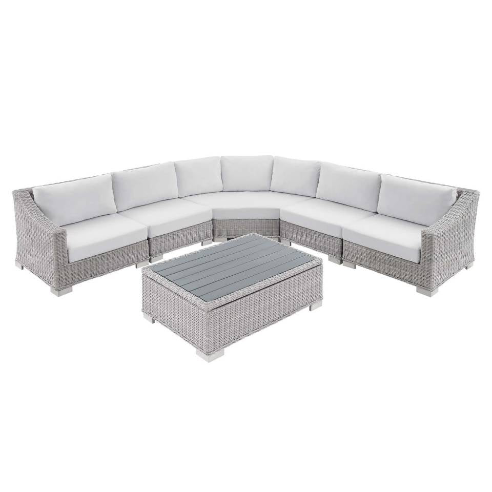 Modway Conway Sunbrella® Outdoor Patio Wicker Rattan 6-Piece Sectional Sofa Set | Outdoor Patio Daybed | Modishstore-17