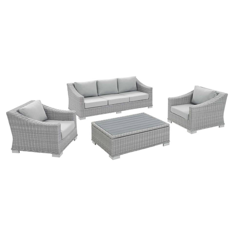 Modway Conway Sunbrella® Outdoor Patio Wicker Rattan 4-Piece Furniture Set - EEI-4359 | Outdoor Sofas, Loveseats & Sectionals | Modishstore - 14