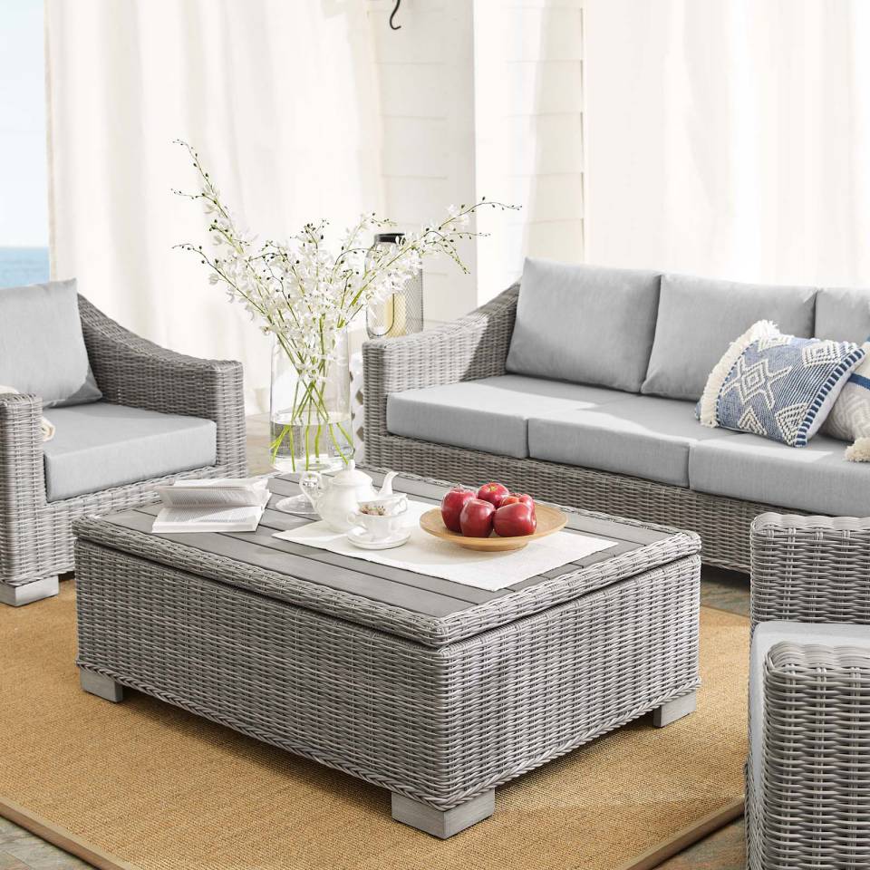 Modway Conway Sunbrella® Outdoor Patio Wicker Rattan 4-Piece Furniture Set - EEI-4359 | Outdoor Sofas, Loveseats & Sectionals | Modishstore - 2