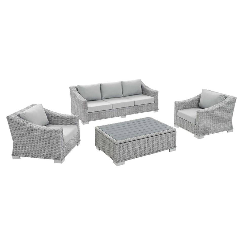 Modway Conway Sunbrella® Outdoor Patio Wicker Rattan 4-Piece Furniture Set - EEI-4359 | Outdoor Sofas, Loveseats & Sectionals | Modishstore - 14