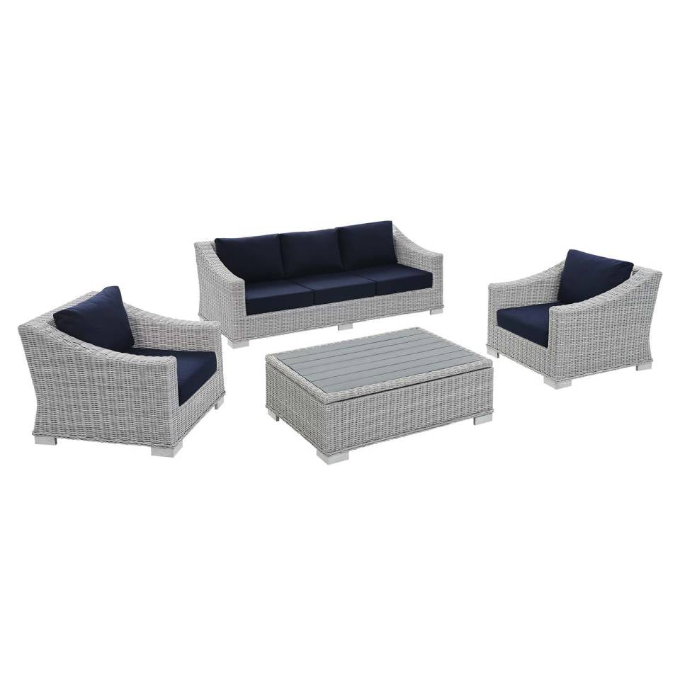 Modway Conway Sunbrella® Outdoor Patio Wicker Rattan 4-Piece Furniture Set | Outdoor Sofas, Loveseats & Sectionals | Modishstore-12