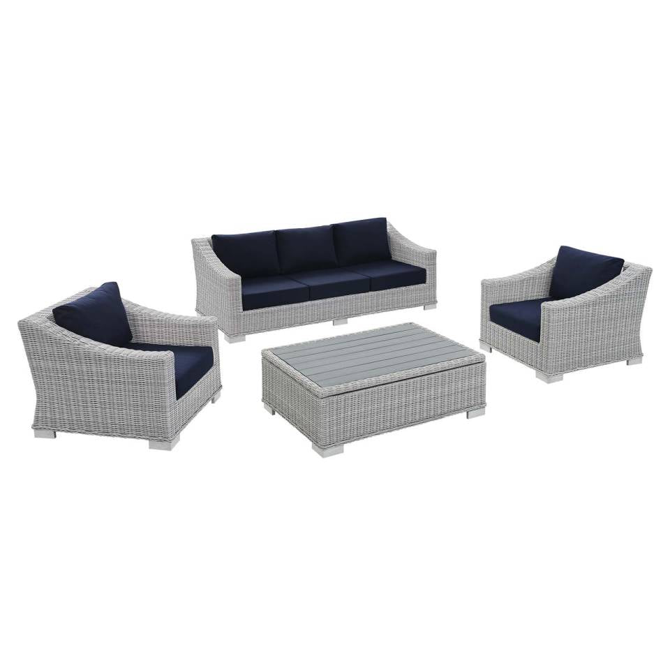 Modway Conway Sunbrella® Outdoor Patio Wicker Rattan 4-Piece Furniture Set - EEI-4359 | Outdoor Sofas, Loveseats & Sectionals | Modishstore - 12