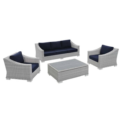 Modway Conway Sunbrella® Outdoor Patio Wicker Rattan 4-Piece Furniture Set - EEI-4359 | Outdoor Sofas, Loveseats & Sectionals | Modishstore - 12