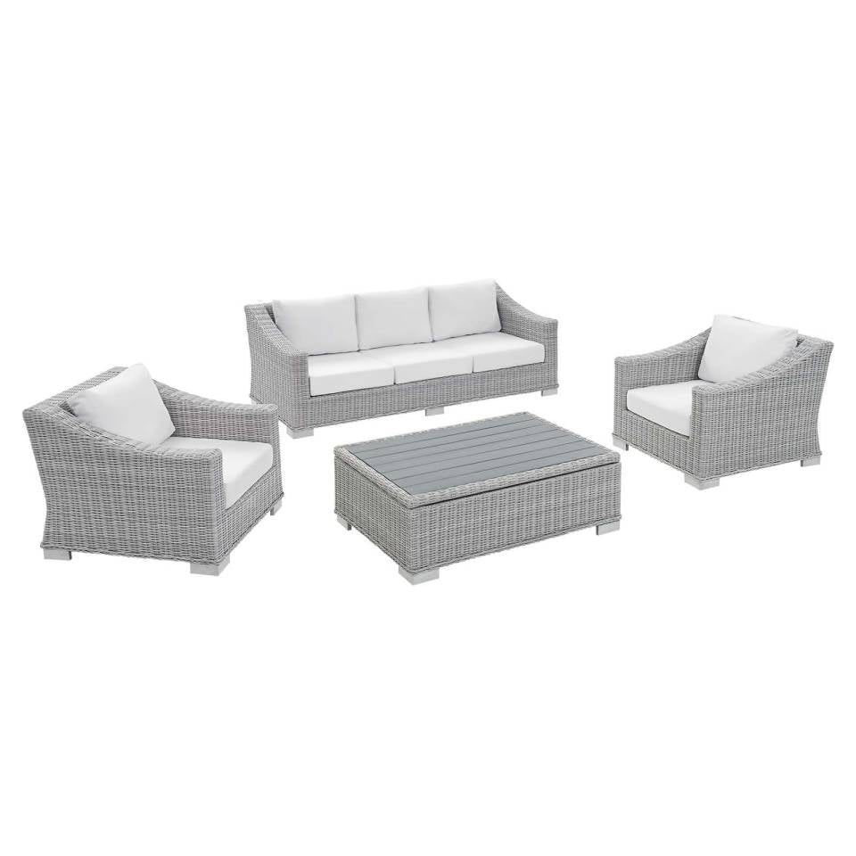Modway Conway Sunbrella® Outdoor Patio Wicker Rattan 4-Piece Furniture Set - EEI-4359 | Outdoor Sofas, Loveseats & Sectionals | Modishstore - 13