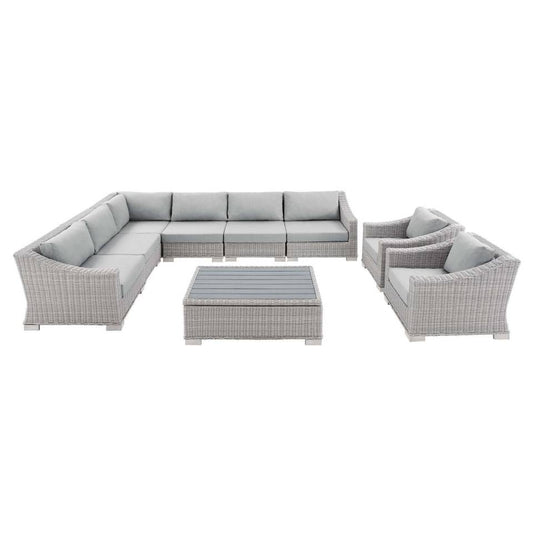 Modway Conway Sunbrella® Outdoor Patio Wicker Rattan 9-Piece Sectional Sofa Set | Outdoor Sofas, Loveseats & Sectionals | Modishstore