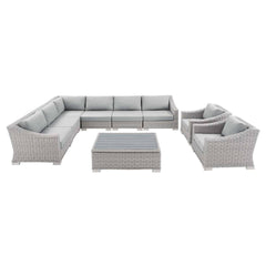 Modway Conway Sunbrella® Outdoor Patio Wicker Rattan 9-Piece Sectional Sofa Set - EEI-4360