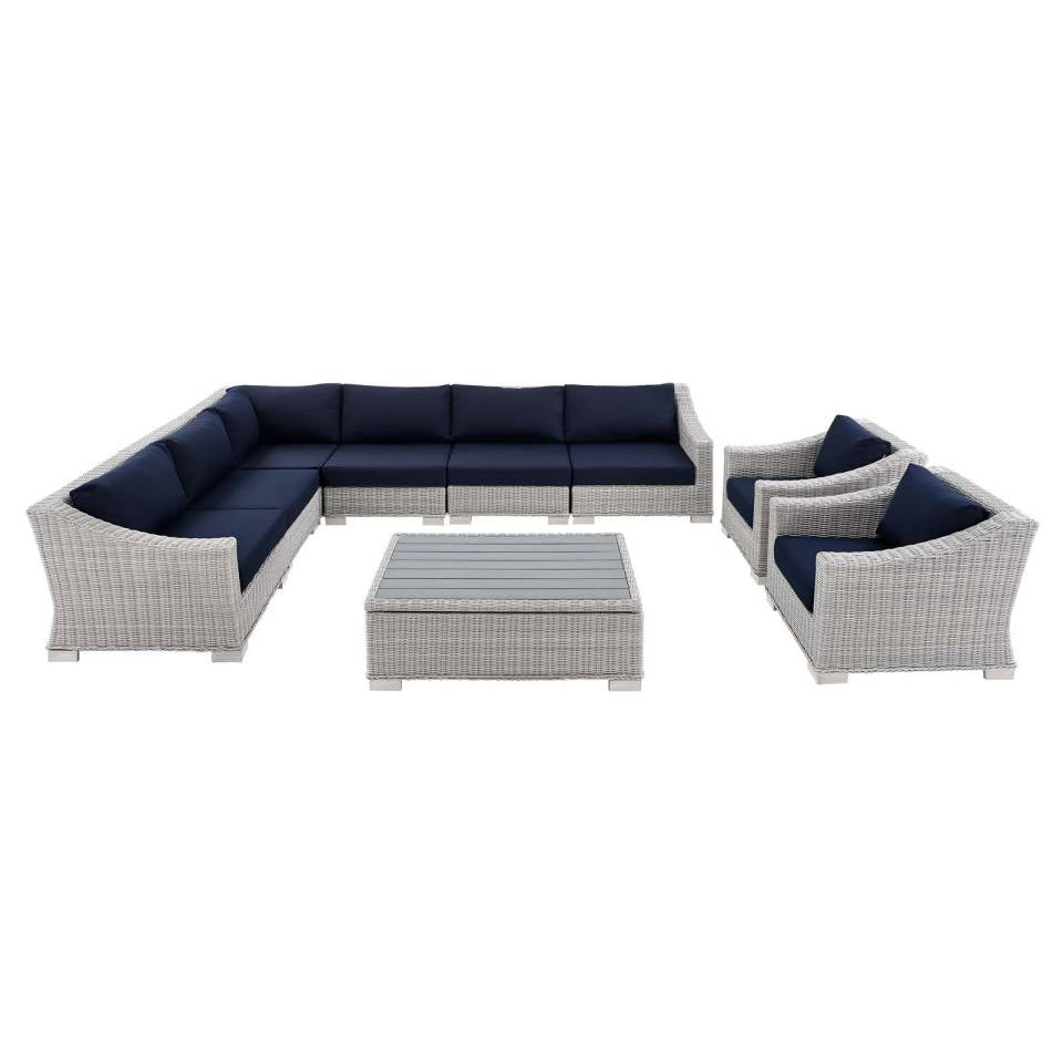 Modway Conway Sunbrella® Outdoor Patio Wicker Rattan 9-Piece Sectional Sofa Set | Outdoor Sofas, Loveseats & Sectionals | Modishstore-17