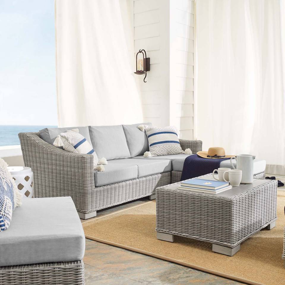 Modway Conway Sunbrella® Outdoor Patio Wicker Rattan 5-Piece Furniture Set - EEI-4361 | Outdoor Sofas, Loveseats & Sectionals | Modishstore - 2