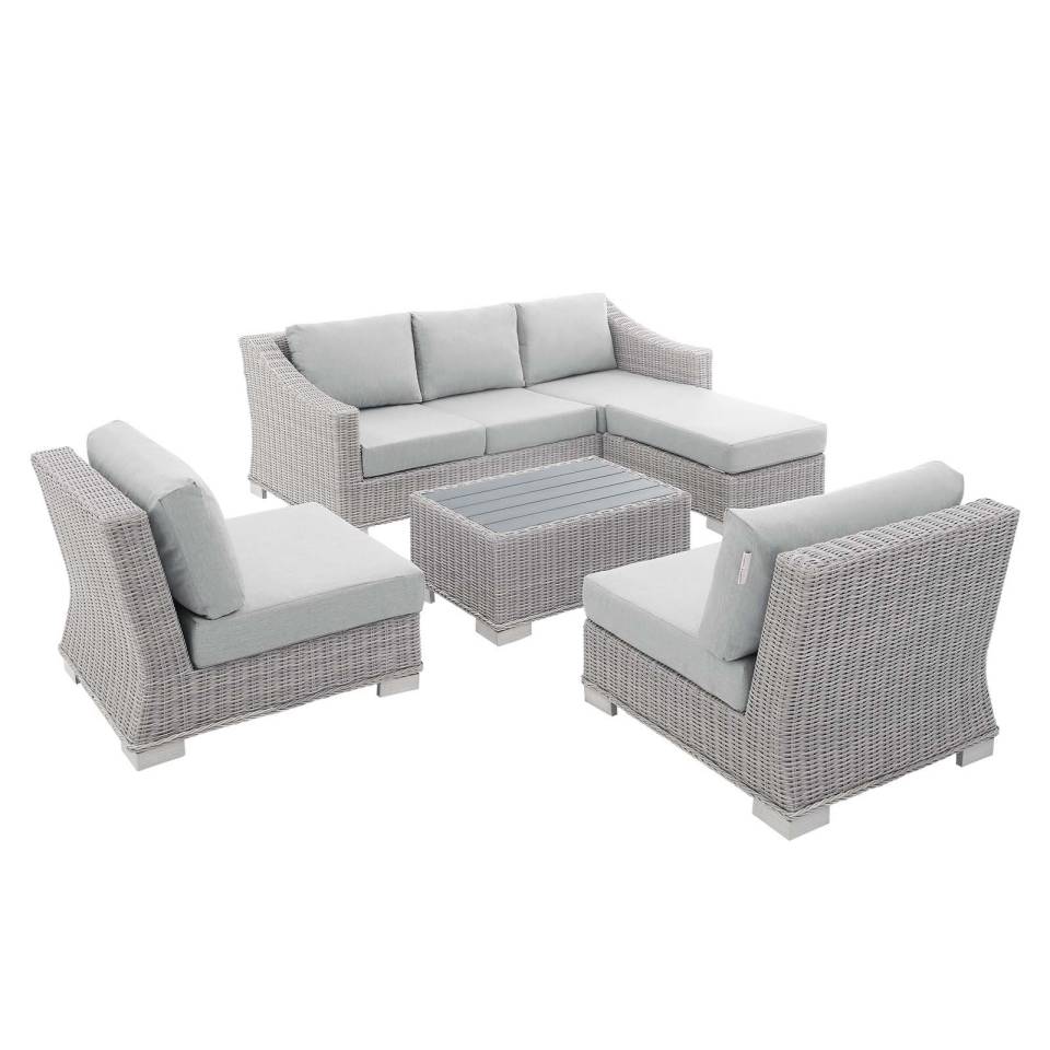 Modway Conway Sunbrella® Outdoor Patio Wicker Rattan 5-Piece Furniture Set - EEI-4361 | Outdoor Sofas, Loveseats & Sectionals | Modishstore - 12