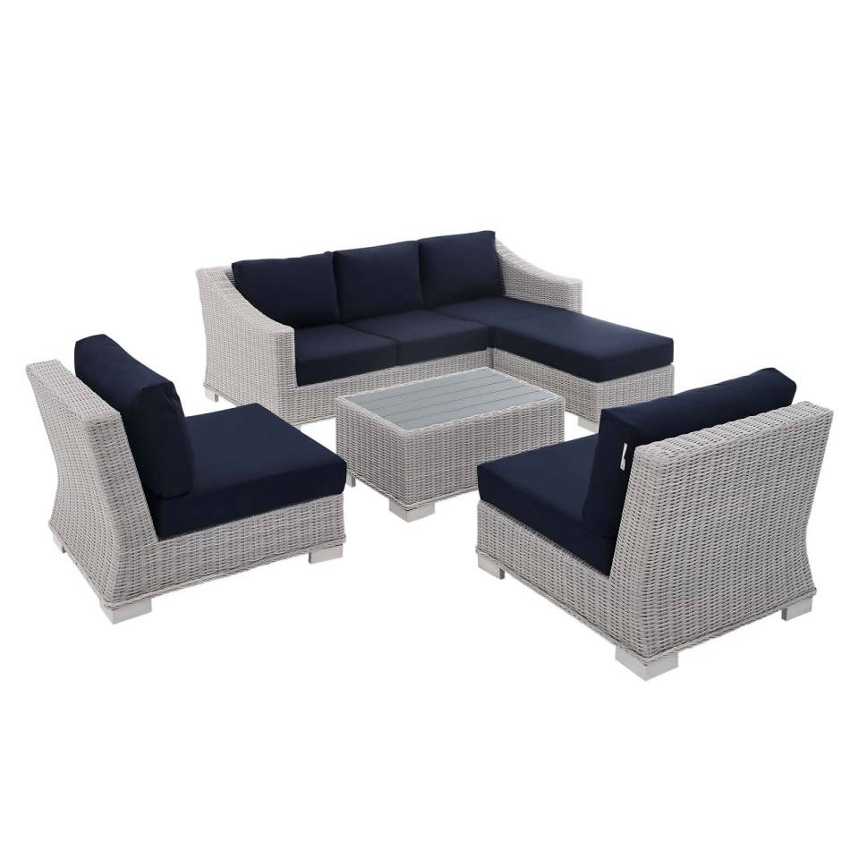 Modway Conway Sunbrella® Outdoor Patio Wicker Rattan 5-Piece Furniture Set | Outdoor Patio Daybed | Modishstore-14