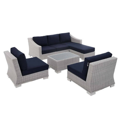 Modway Conway Sunbrella® Outdoor Patio Wicker Rattan 5-Piece Furniture Set - EEI-4361 | Outdoor Sofas, Loveseats & Sectionals | Modishstore - 14