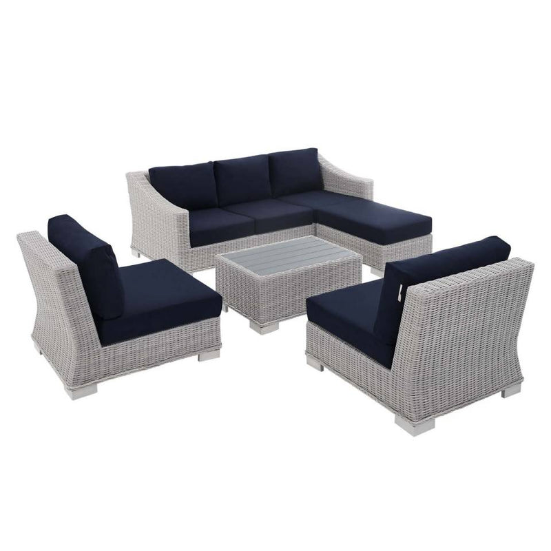 Modway Conway Sunbrella® Outdoor Patio Wicker Rattan 5-Piece Furniture Set - EEI-4361 | Outdoor Sofas, Loveseats & Sectionals | Modishstore - 14